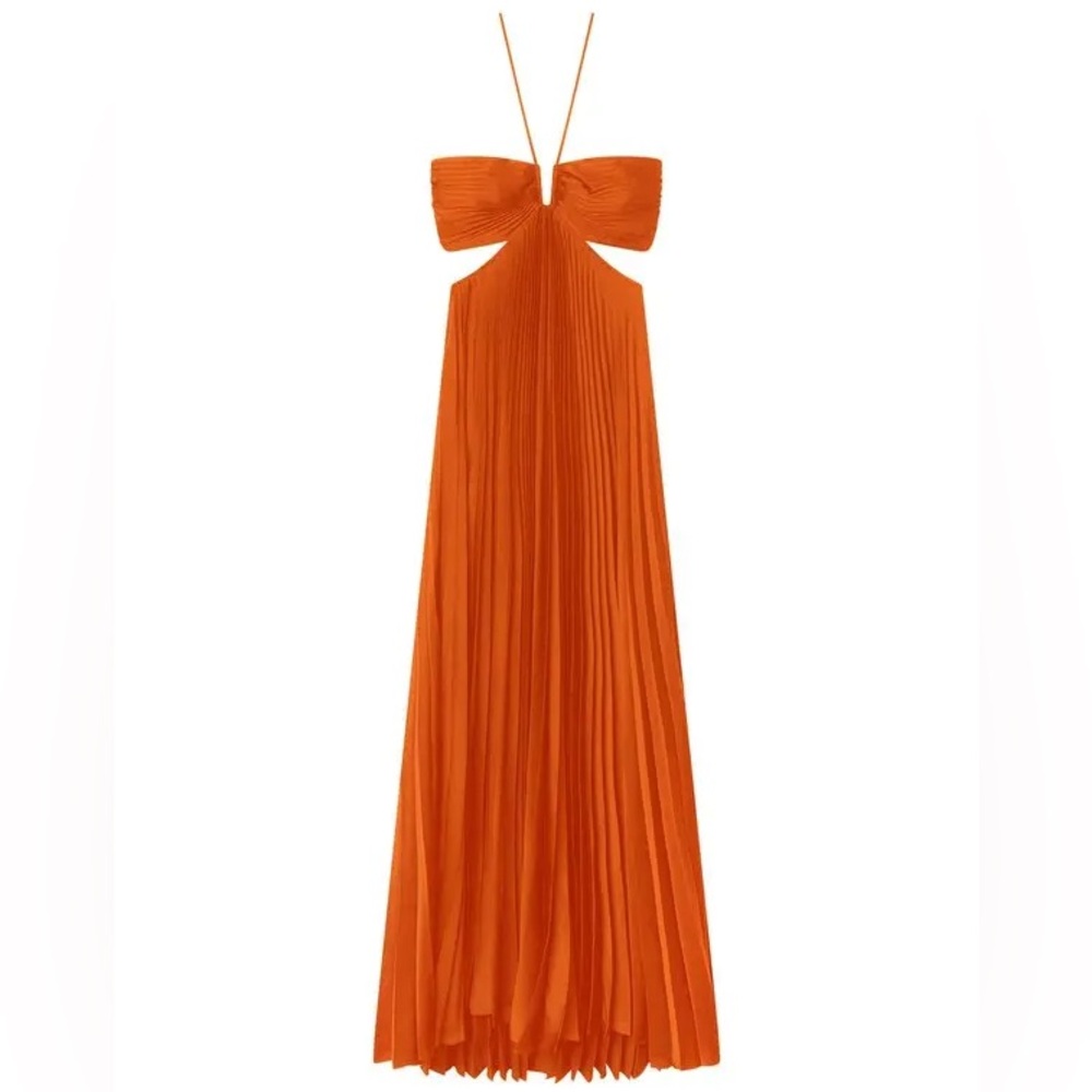 NWOT A.L.C. Moira Satin Pleated Maxi Dress - Picture 5 of 7